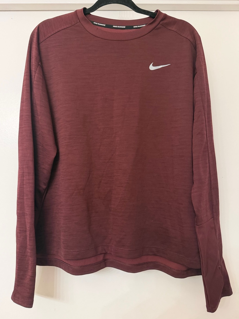 Nike Maroon Dri-FIT Crew Neck Long Sleeve